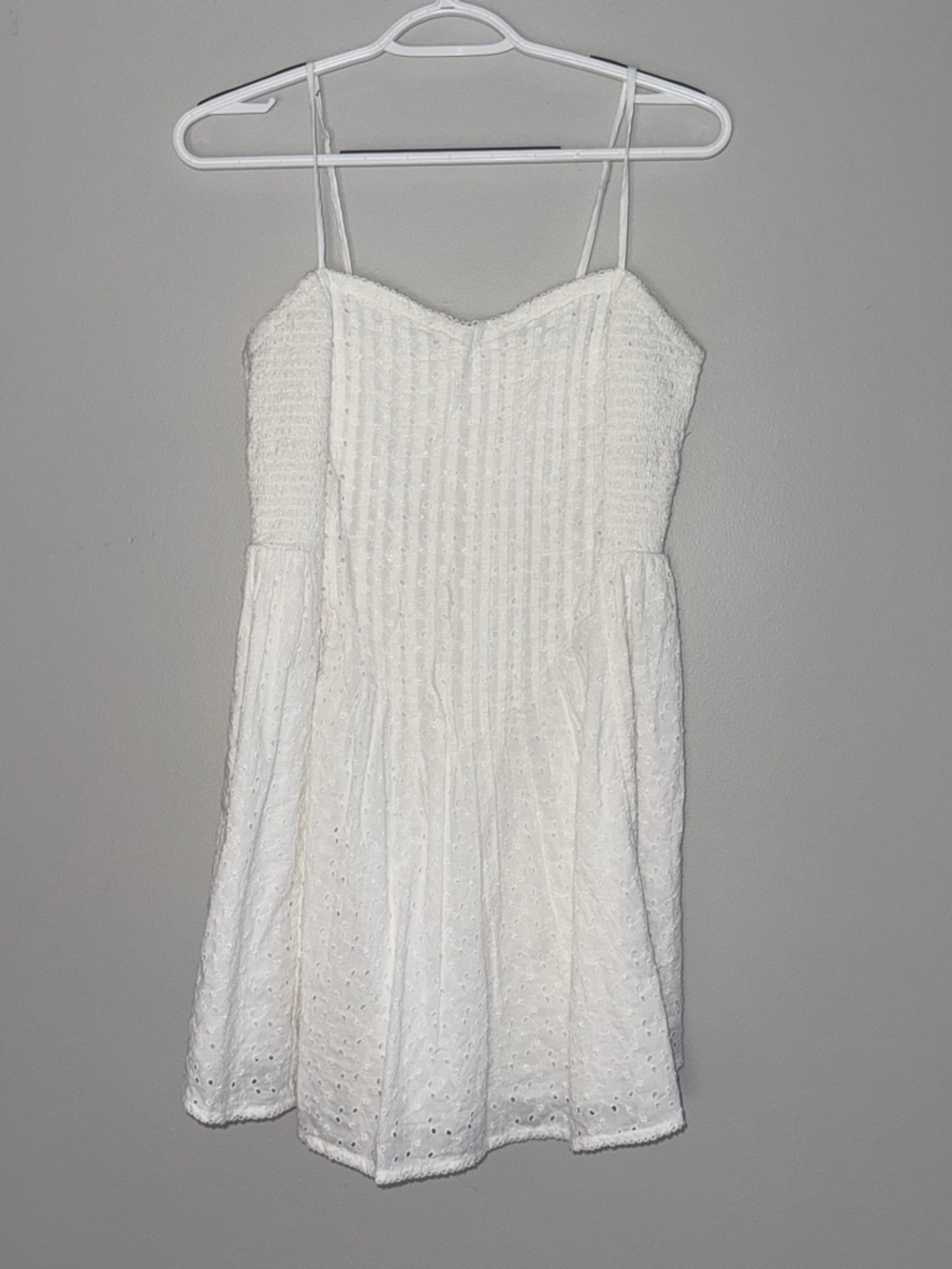 American Eagle Outfitters White Eyelet Spaghetti Strap Mini Dress